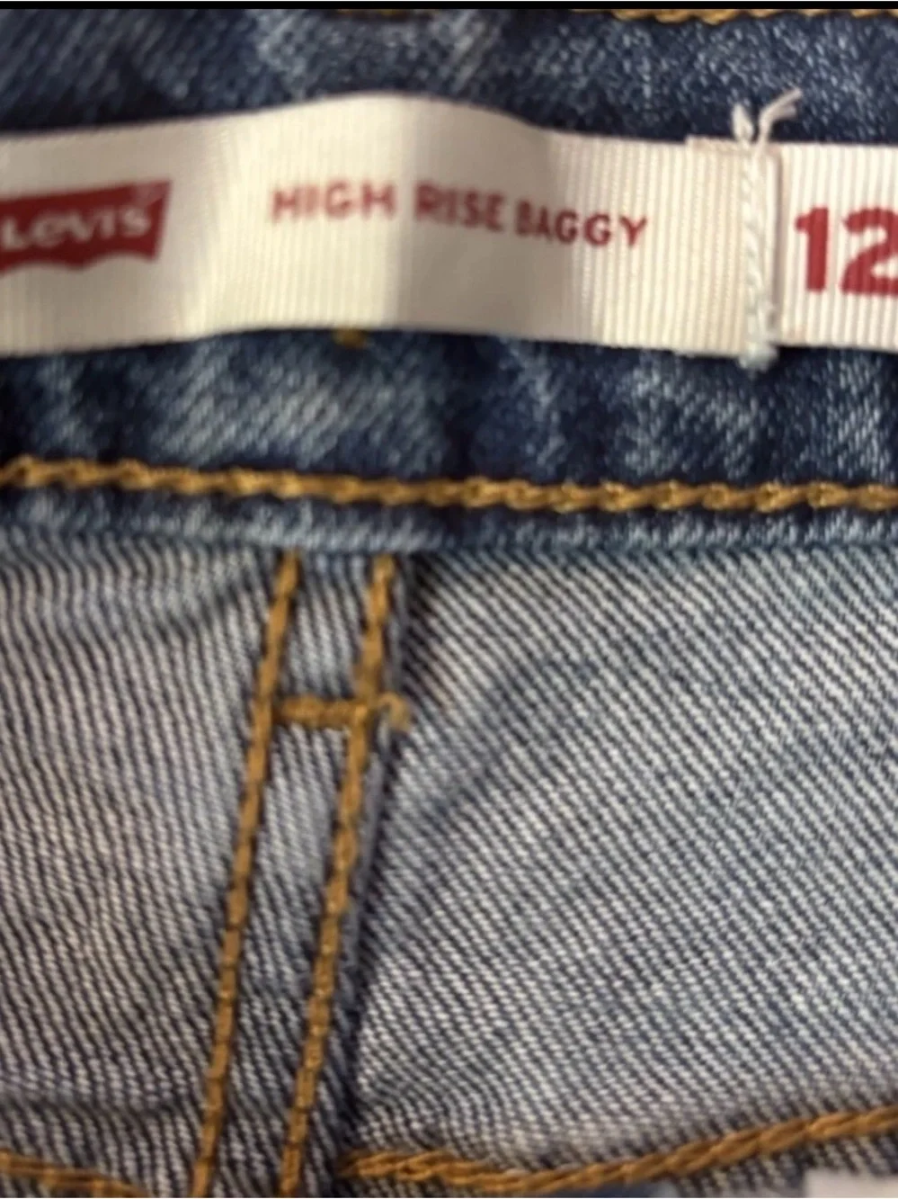 Levi's High Rise Baggy Two-Tone Blue Wide-Leg Jeans - Girls 12 - Picture 4 of 8